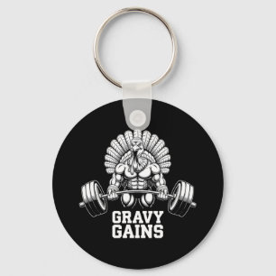 Funny Thanksgiving Turkey Gravy Gains Motivation G Key Ring