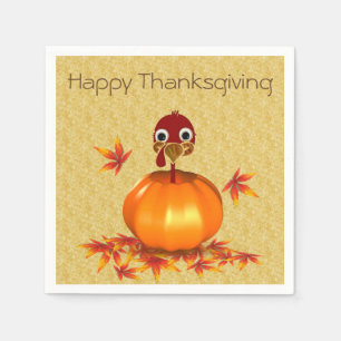 Funny Thanksgiving Turkey in Pumpkin Paper Napkin