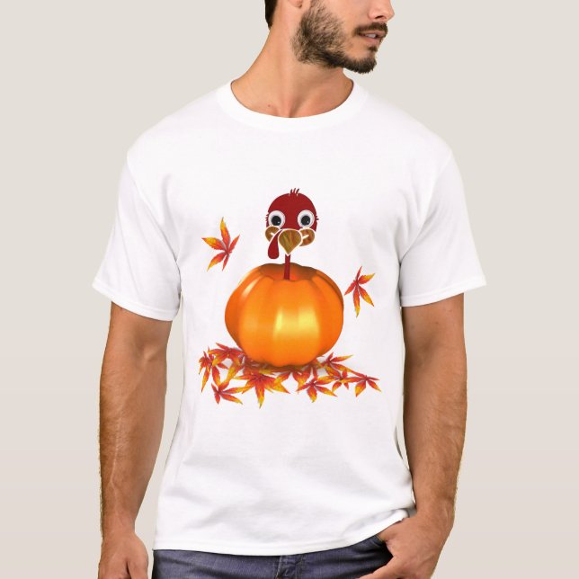 Funny Thanksgiving Turkey in Pumpkin - T-Shirt (Front)