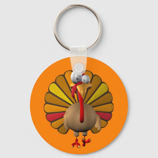 Funny Thanksgiving Turkey Key Ring (Front)