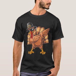 Funny Thanksgiving Turkey Pilgrim Dabbing Dab Danc T-Shirt