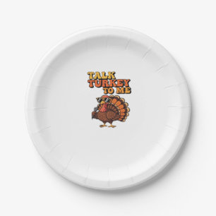 Funny Thanksgiving Turkey Retro 70s  Talk Turkey T Paper Plate