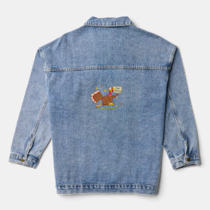 Funny Thanksgiving Turkey Says EAT TACOS Thanksgiv Denim Jacket