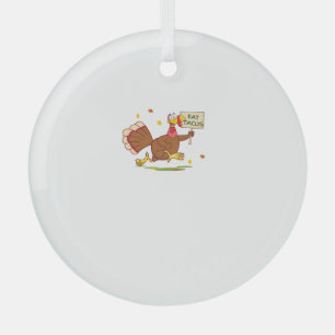 Funny Thanksgiving Turkey Says EAT TACOS Thanksgiv Glass Tree Decoration