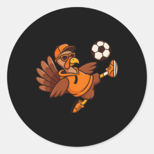 Funny Thanksgiving Turkey Soccer For Kids Youth An Classic Round Sticker
