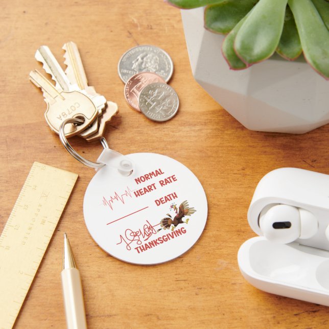 Funny Thanksgiving turkey text. Key Ring (Desk)