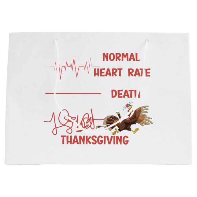 Funny Thanksgiving turkey text. Large Gift Bag (Front)