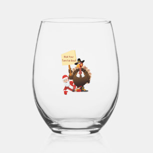 Funny Thanksgiving Wait Your Turn Fat Boy Funny Sa Stemless Wine Glass