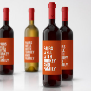 Funny Thanksgiving Wine Label