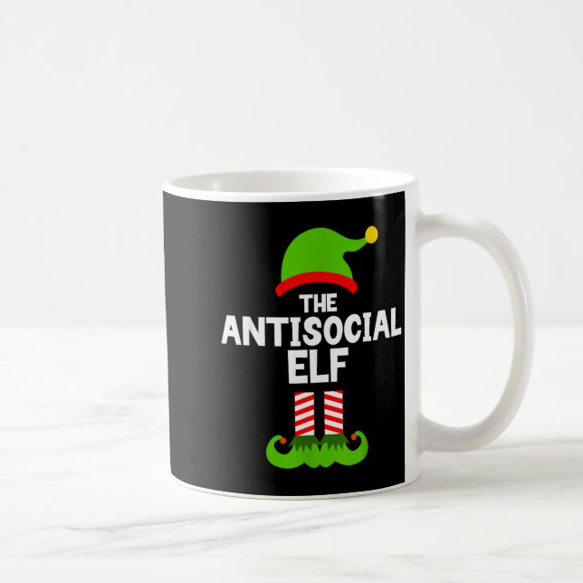 Funny The Antisocial Elf Christmas Family Pajama A Coffee Mug (Right)