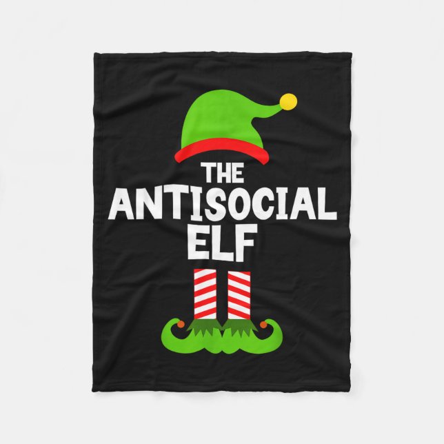 Funny The Antisocial Elf Christmas Family Pajama A Fleece Blanket (Front)