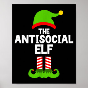 Funny The Antisocial Elf Christmas Family Pajama A Poster