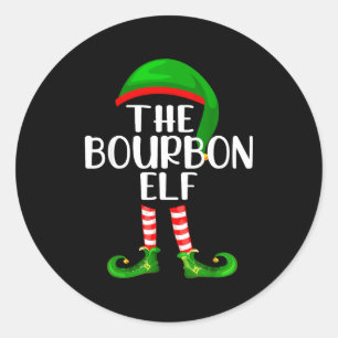 Funny The Bourbon Elf Matching Family Christmas Classic Round Sticker