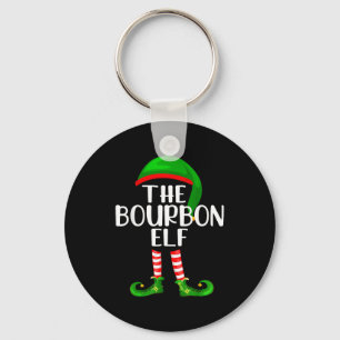 Funny The Bourbon Elf Matching Family Christmas Key Ring