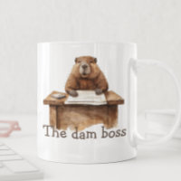 Funny The Dam Boss Beaver Watercolor