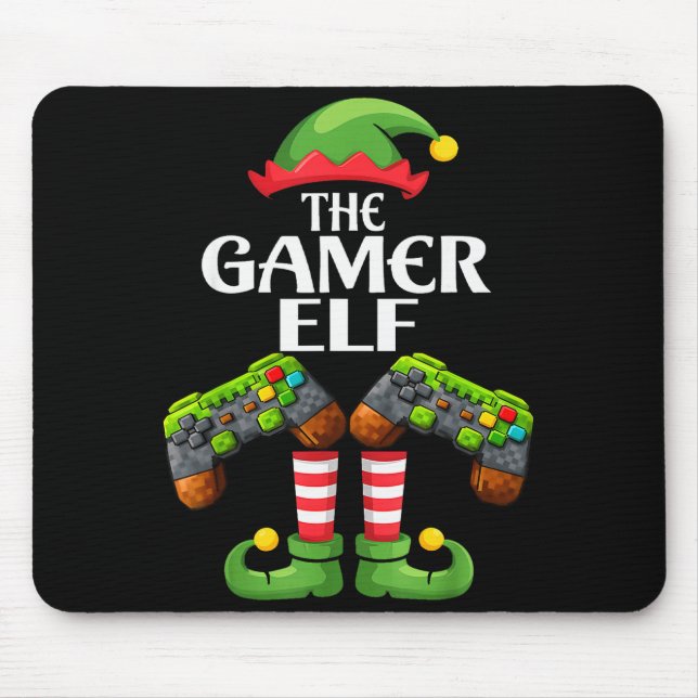 Funny The Gamer Elf Christmas Gamer Boy Kids  Mouse Pad (Front)