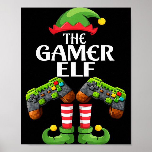 Funny The Gamer Elf Christmas Gamer Boy Kids  Poster (Front)