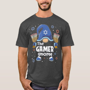Funny The Gamer Gnome Hanukkah Matching Family Paj T-Shirt