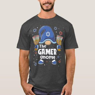 Funny The Gamer Gnome Hanukkah Matching Family Paj T-Shirt