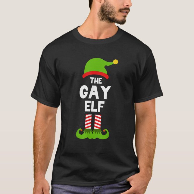 Funny The Gay Elf Christmas Family Party Pajama  T-Shirt (Front)