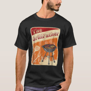 Funny The Grillfather Tee Distressed Vintage BBQ G