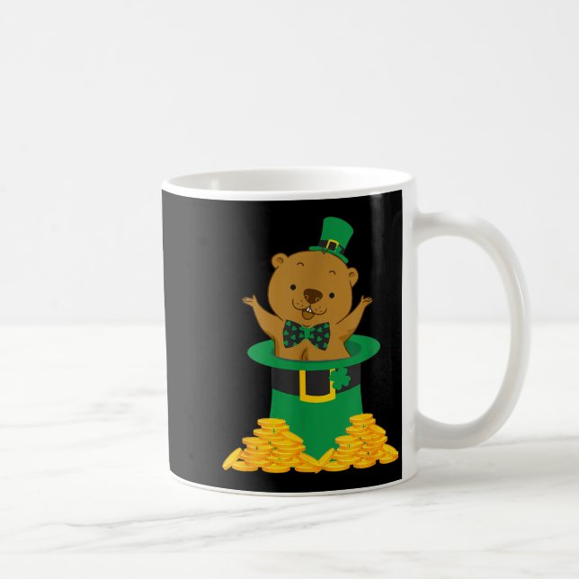 Funny The Groundhog Happy On St.patrick Day  Coffee Mug (Right)