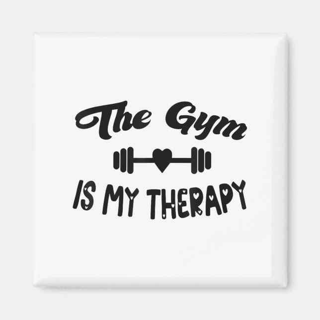 Funny The Gym Is My Therapy Motivational Fitness L Magnet (Front)