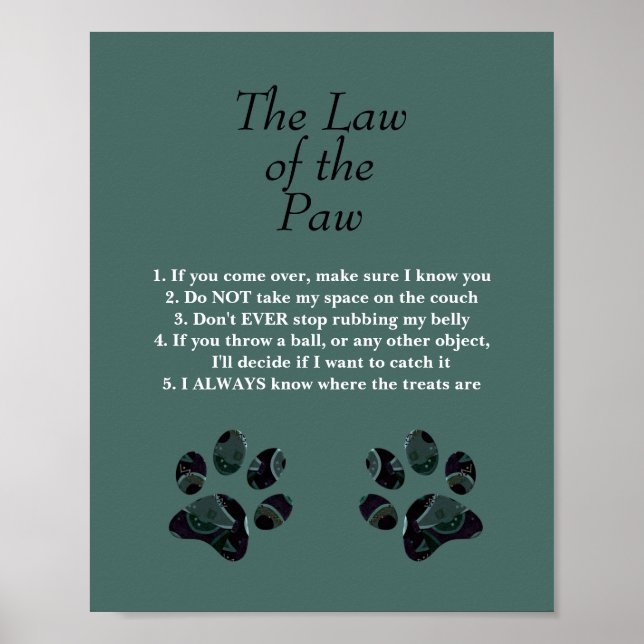 Funny "The Law of the Paw" Poster (Front)