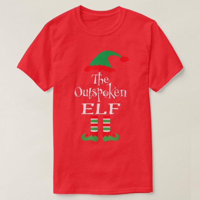 Funny The Outspoken Elf  Christmas Matching Family T-Shirt (Design Front)