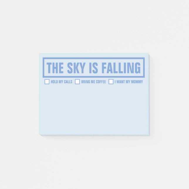 Funny "The Sky Is Falling" 4"x3" Post-it Notes (Front)