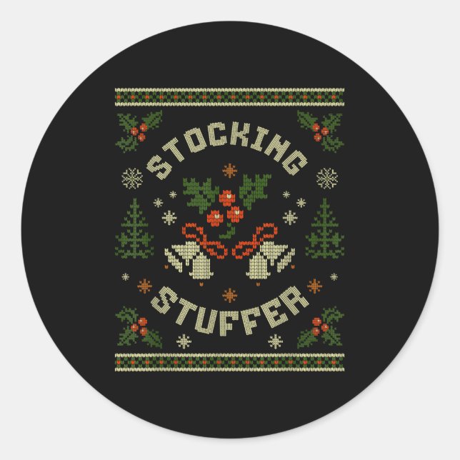Funny The Stocking Stocking Stuffer Matching Coupl Classic Round Sticker (Front)