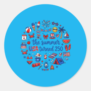 Funny The Summer Usa Turns 250 1776-2026 4th Of Classic Round Sticker