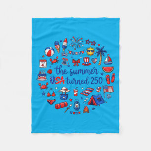 Funny The Summer Usa Turns 250 1776-2026 4th Of Fleece Blanket