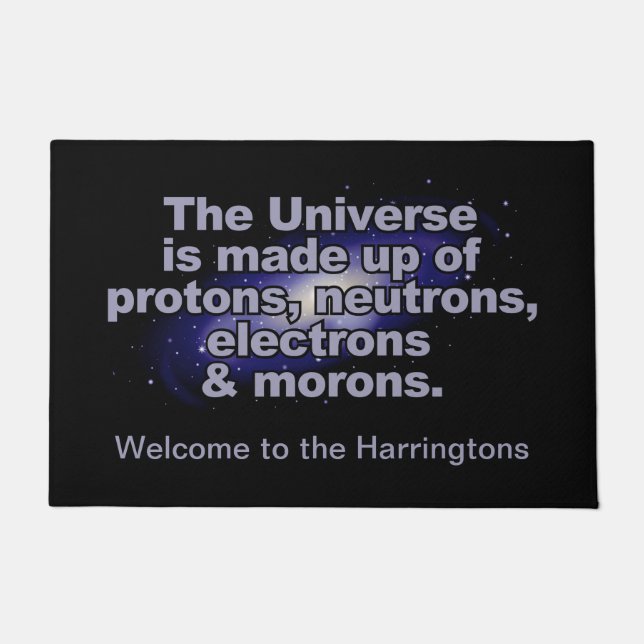 Funny "The Universe" custom name door mat (Front)