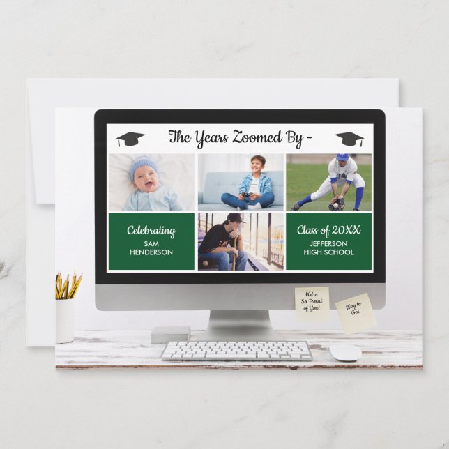 Funny The Years Zoomed By Graduation Photos Party Invitation (Front)