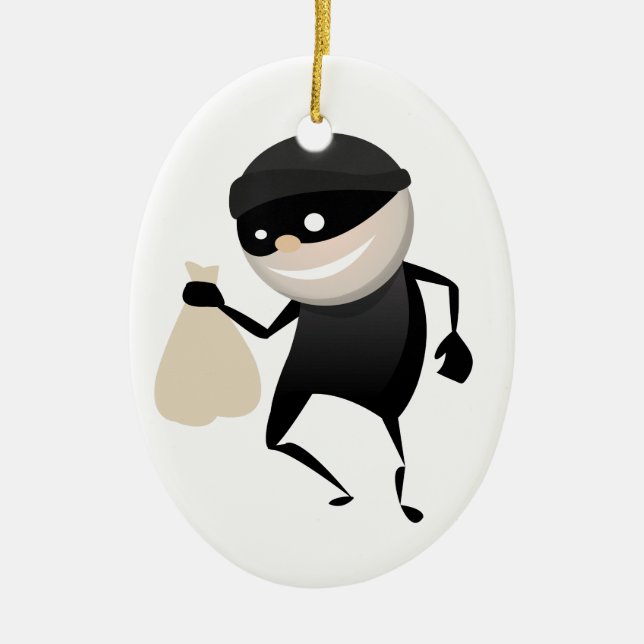 Funny Thief Ceramic Tree Decoration (Front)