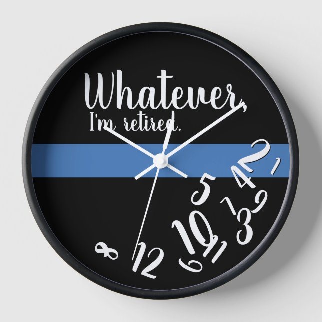 Funny Thin Blue Line Police Officer Retirement Clock (Front)