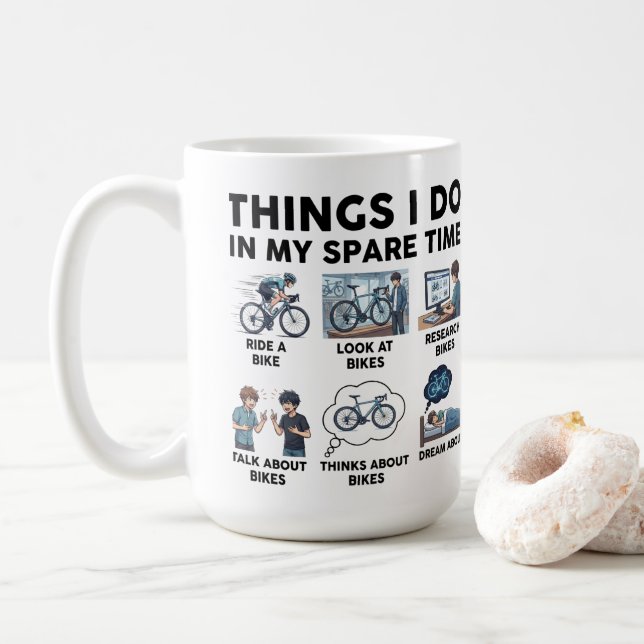 Funny Things I Do In My Spare Time for bikers  Coffee Mug (With Donut)