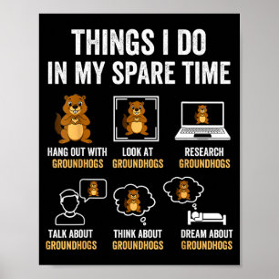 Funny Things I Do In My Spare Time Humor Groundhog Poster