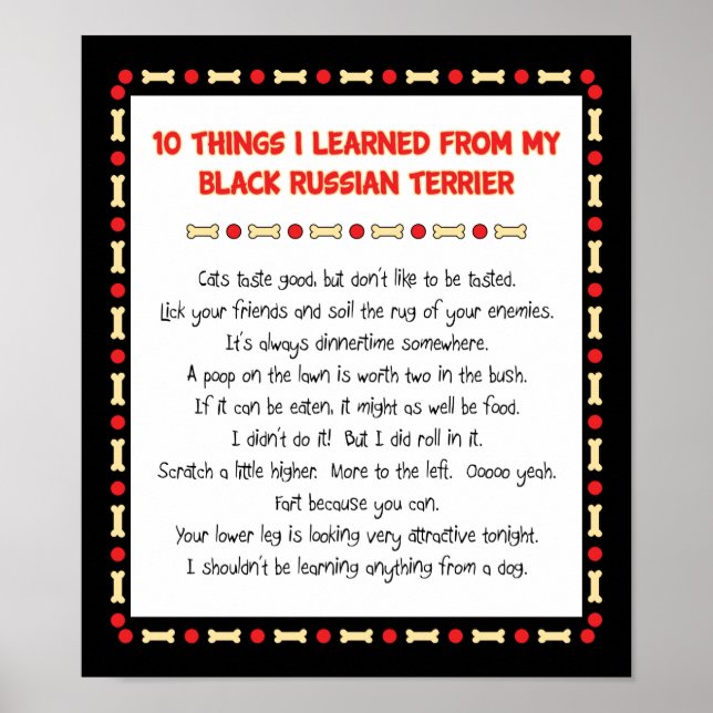 Funny Things I Learned From Black Russian Terrier Poster (Front)