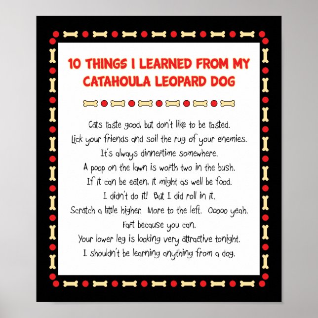 Funny Things I Learned From Catahoula Leopard Dog Poster (Front)