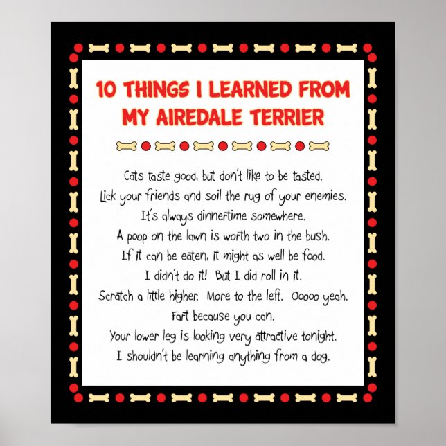 Funny Things I Learned From My Airedale Terrier Poster (Front)