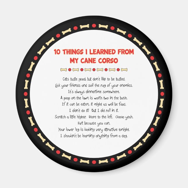 Funny Things I Learned From My Cane Corso Magnet (Front)