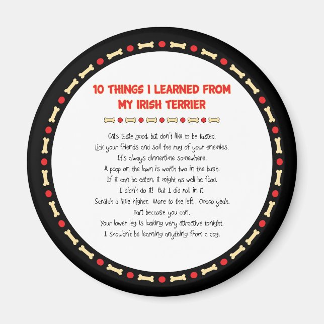 Funny Things I Learned From My Irish Terrier Magnet (Front)