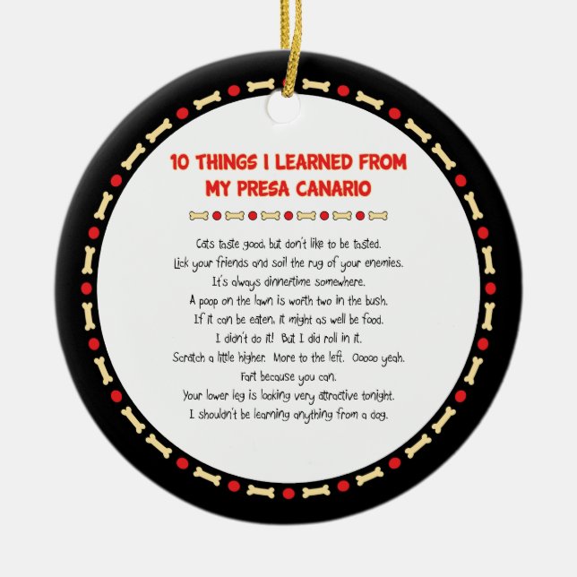 Funny Things I Learned From My Presa Canario Ceramic Ornament (Front)