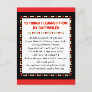 Funny Things I Learned From My Rottweiler Postcard