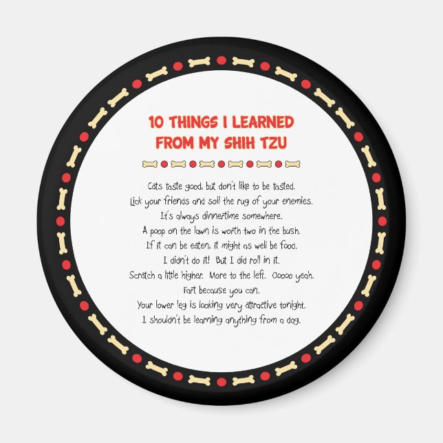 Funny Things I Learned From My Shih Tzu Magnet (Front)