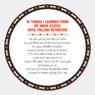 Funny Things Learned From Nova Scotia Duck Toller Classic Round Sticker