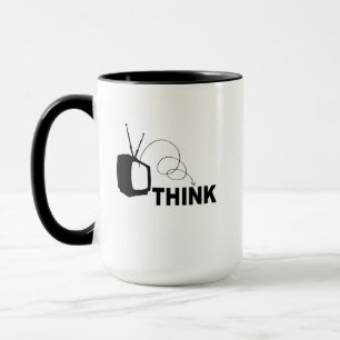 Funny think thunk outside idiot box tv television  mug