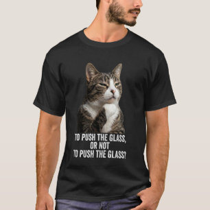 Funny Thinking Cat - Push The Glass Long Sleeve T-Shirt